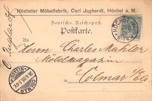 Höchst a. Main Postkarte Carl Jughardt Möbelfabrik gl1895 196.681