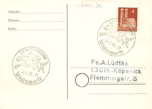 Erbach i. Odw. Drucksache Sonderstempel Wiesenmarkt ngl 196.680