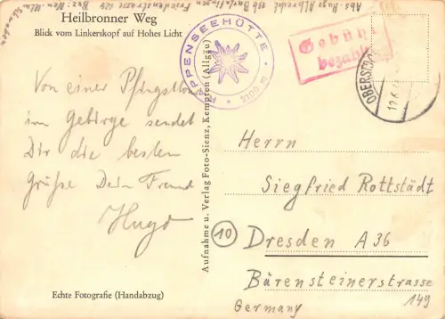 Oberstdorf "Gebühr bezahlt" Stempel gl 196.690