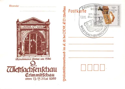 Crimmitschau Sonderpostkarte 9. Westsachsenschau ngl 196.710