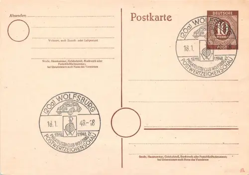 Wolsburg Stempel Postwertzeichenschau 1948 ngl 196.720