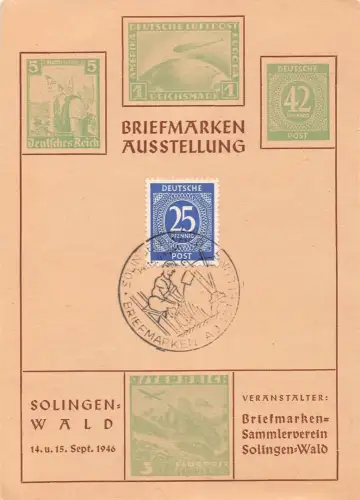 Solingen Postkarte Briefmarkenausstellung 1946 ngl 196.668