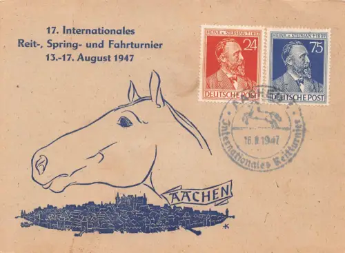 Aachen Postkarte 17. Reitturnier 1947 ngl 196.656