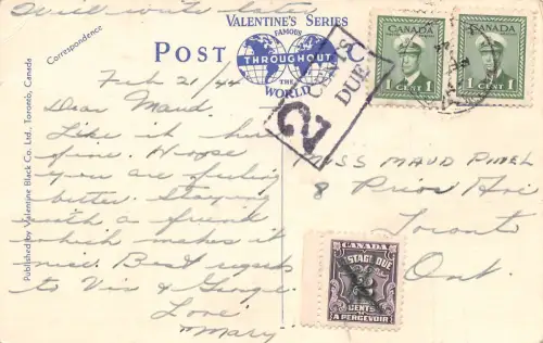 Canada Nachporto, Stempel und Marke auf Ansichtskarte gl 196.872
