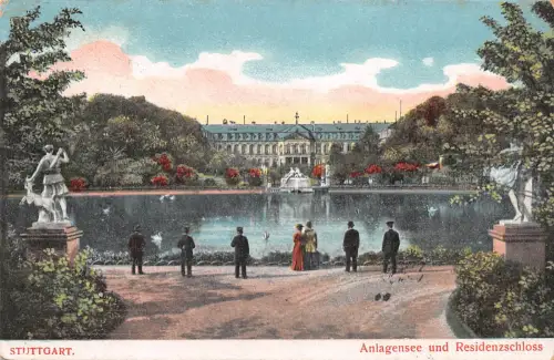 Stuttgart Anlagensee und Residenzschloß gl1906 196.922