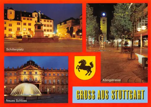 Stuttgart bei Nacht Mehrbildkarte ngl 196.936