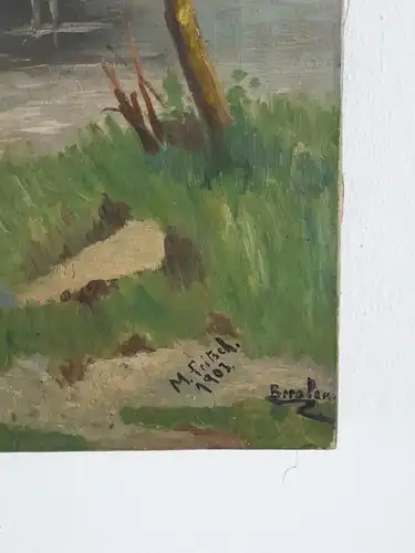H631-Landschaftsbild-Gemälde-Öl auf Leinen-signiert-datiert-Ölbild-Ölgemälde-