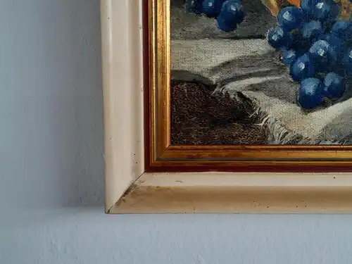 H637-Stillleben-Gemälde-Öl auf Holz-Bild-gerahmt-Ölbild-Ölgemälde-