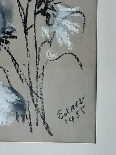 H547-Blumenbild-Gemälde-Naturbild-Mischtechnik-Bild-Passepartout-hinter Glas-