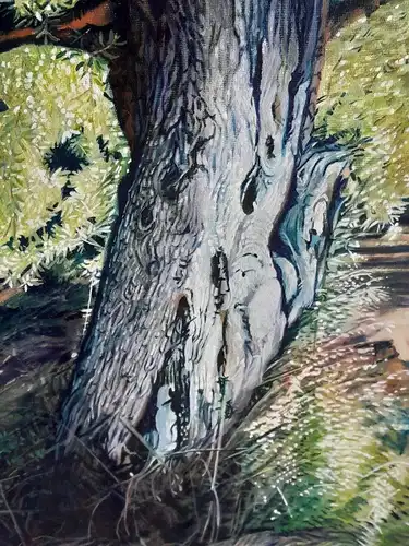 H529-Landschaftsbild-Öl auf Holz-Baum-Ölbild-Gemälde-Bild-gerahmt-