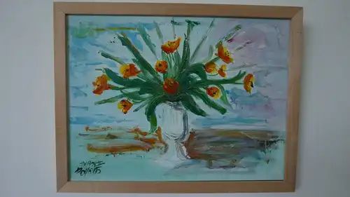 H23-Ölbild-Öl auf Leinen-Ölgemälde-Stillleben-Tulpen-Blumen-Bild