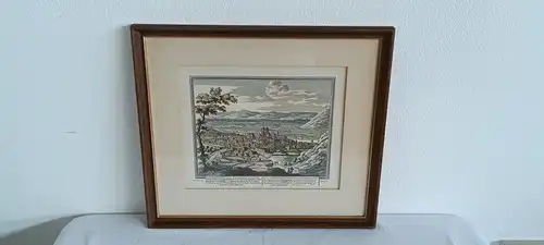 H456-Stadtbild-colorierte-Lithographie-Gemälde-Bild-Klosterneuburg-Passepartout-