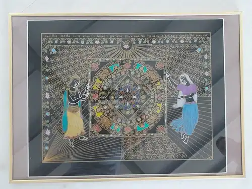 H291-Mandala-Gemälde-Bild-Ehe Mandala-Mischtechnik-gerahmt-hinter Glas-