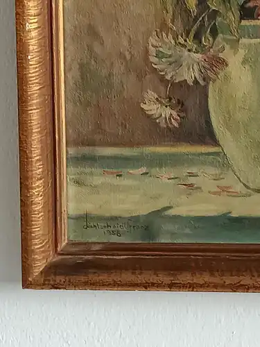 H245-Stillleben-Öl auf Leinwand-Gemälde-Bild-Blumen in der Vase-Ölbild-signiert-