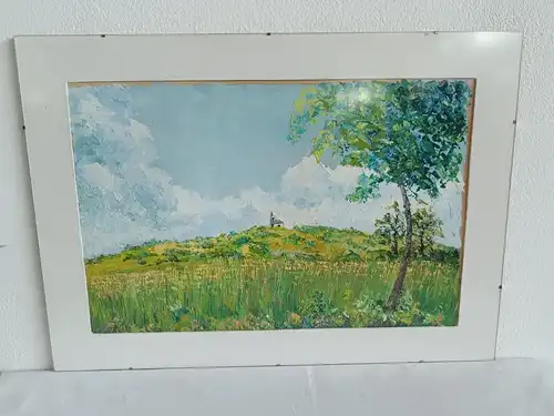 H254-Landschaftsbild-Öl auf Karton-Gemälde-Ölbild-Bild-Ölgemälde-Passepartout-