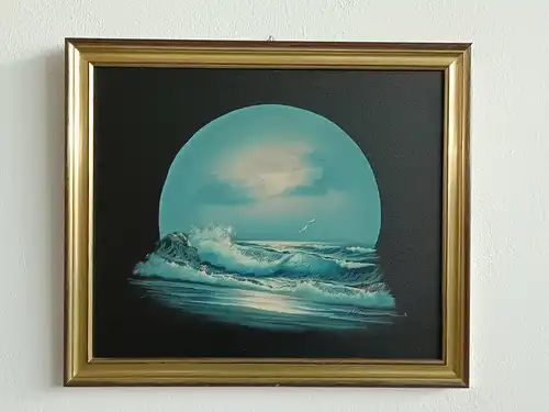 H267-Gemälde-Öl auf Leinen-Bild-Das Meer-Ölbild-signiert-gerahmt-