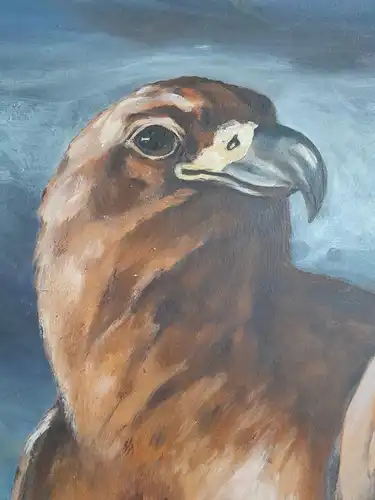 H330-Tierbild-Öl auf Holz-Adler-Bild-Gemälde-Ölbild-gerahmt-
