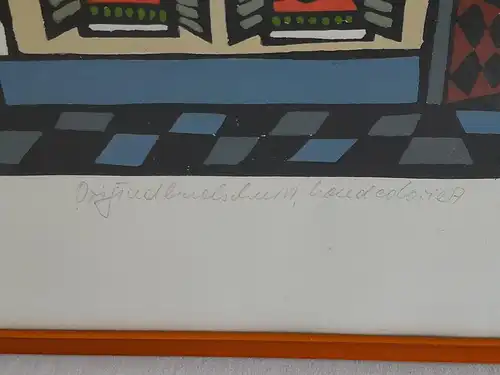 H391-Original-Linolschnitt-Bild-Gemälde-Haus-