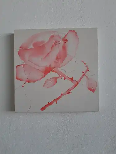 H399-Gemälde-Bild-Aquarell-Die Rose-Aquarell auf Leinen-