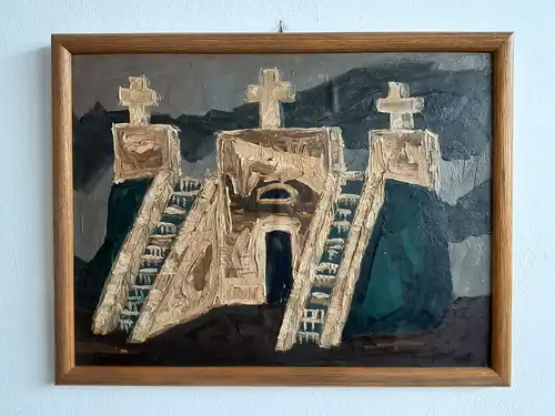H403-Bosko Petrovic Gemälde-Ölbild-Ölgemälde-Bild-Gemälde-Tempel-gerahmt-Öl auf