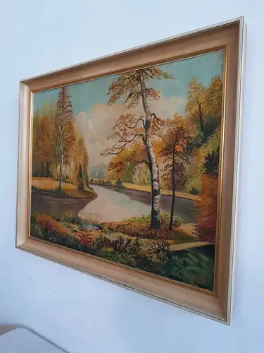 H351-Ölgemälde-Landschaftsbild-Ölbild-Gemälde-Bild-Öl auf Leinen-