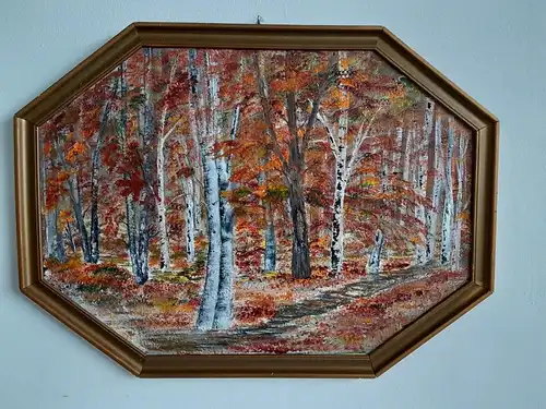 H378-Ölgemälde-Landschaftsbild-Gemälde-Bild-Herbstlich-Ölbild-Öl auf Holz