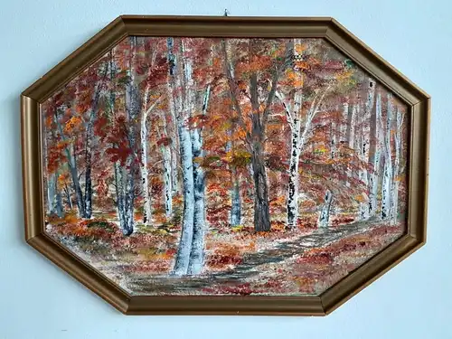 H378-Ölgemälde-Landschaftsbild-Gemälde-Bild-Herbstlich-Ölbild-Öl auf Holz