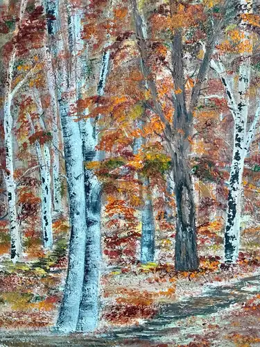 H378-Ölgemälde-Landschaftsbild-Gemälde-Bild-Herbstlich-Ölbild-Öl auf Holz