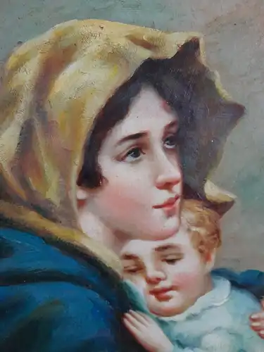 H344-Ölgemälde-Portrait-Mutter und Kind-Ölbild-Prunkrahmen-Bild-Gemälde-Öl auf H