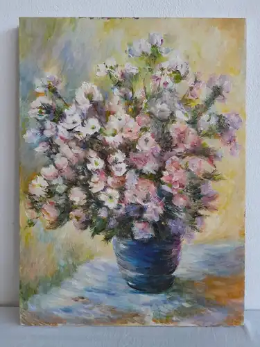 H347-Ölgemälde-Stillleben-Öl auf Leinen-Bild-Gemälde-Blumen in der Vase-Ölbild