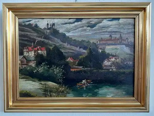 H358-Öl auf Holz-Landschaftsbild-Ölgemälde-gerahmt-Gemälde-Bild-Ölbild-