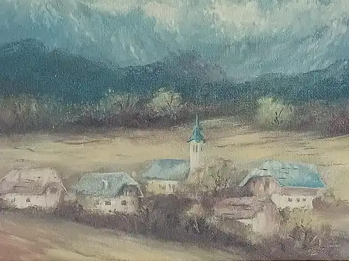 H137-Öl auf Holz-Gemälde-gerahmt-Ölgemälde-Bild-Landschaftsbild-Ölbild