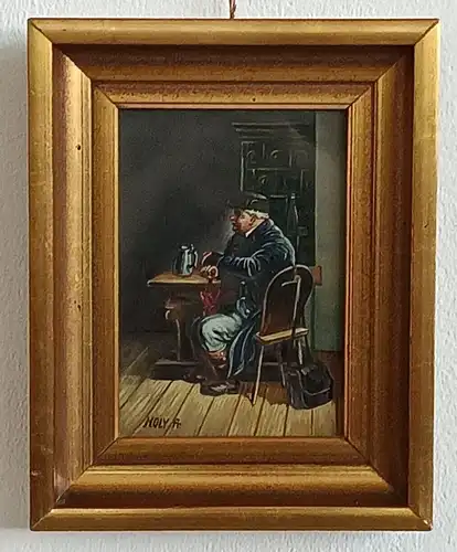 H151-Öl auf Holz-Gemälde-Bild-Ölgemälde-Portrait-Ölbild-gerahmt-signiert