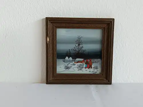 H145-Darstellung Winter-Gemälde-Bild-Landschaftsbild-Winter-gerahmt-Serie