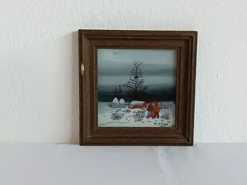 H145-Darstellung Winter-Gemälde-Bild-Landschaftsbild-Winter-gerahmt-Serie