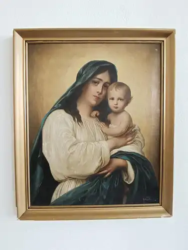 H166-Ölgemälde-gerahmt-sakrales Bild-Heiligenbild-Gemälde-Bild-Ölbild