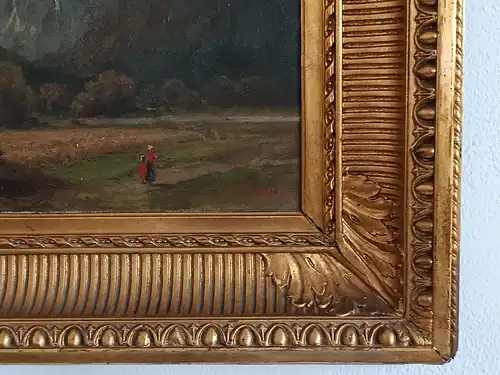 H156-Öl auf Leinen-Bild-Landschaftsbild-Gemälde-Ölbild-gerahmt-Ölgemälde-
