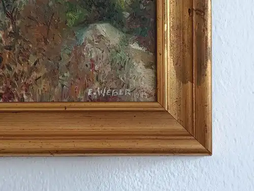 H158-Öl auf Leinen-Ölbild-gerahmt-Landschaftsbild-Gemälde-signiert-Bild-Ölgemäld