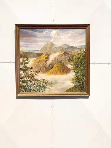 N1-Landschaftsbild-"Vulkan"-Landschaftsgemälde-Bild-Gemälde-gerahmt-signiert