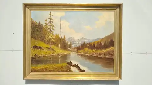 N8-Landschaftsbild-Gemälde-Bild-Landschaftsgemälde-signiert-gerahmt-Ölgemälde