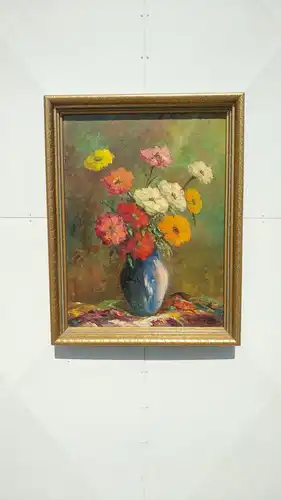 N7-Gemälde-Bild-Blumenvase-Ölgemälde-Ölbild-signiert-gerahmt-Stilleben-Gemälde