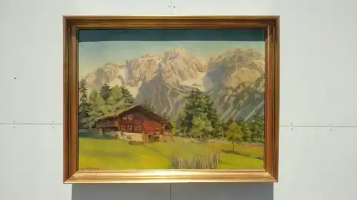 N15-Landschaftsbild-Gemälde-Bild-Landschaftsgemälde-signiert-gerahmt-Öl-Leinen