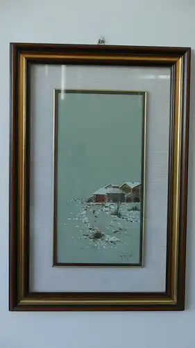 H73-Landschaftsbild-Gemälde-Bild-Landschaftsgemälde-hinter Glas-Leinen