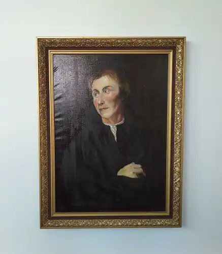 H57-Portrait-Mönch-Gemälde-Bild-Öl auf Leinen-signiert-gerahmt-Ölgemälde-