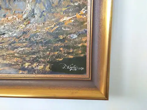 H60-Landschaftsbild-Landschaftsgemälde-Bild-Gemälde-Öl auf Leinen-signiert