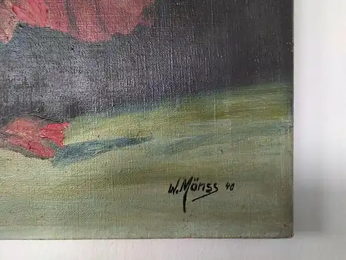 H44-Gemälde-Mohnblumenvase-Bild-Öl auf Leinen-Ölgemälde-Ölbild