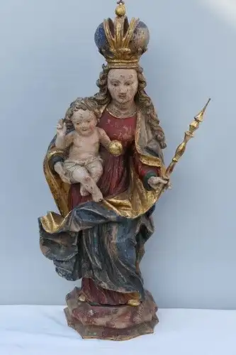 2401D-Madonna-Heiligenfigur-Muttergottes-Figur-Madonna mit Jesukind-geschnitzte