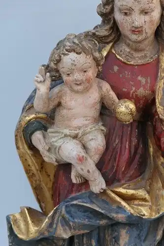 2401D-Madonna-Heiligenfigur-Muttergottes-Figur-Madonna mit Jesukind-geschnitzte