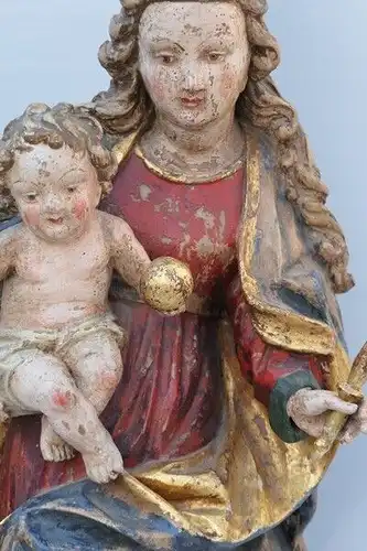 2401D-Madonna-Heiligenfigur-Muttergottes-Figur-Madonna mit Jesukind-geschnitzte