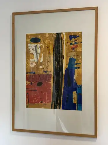 3864-Bild-Gemälde-signiert-gerahmt-hinter Glas-Amadou Sow 1999